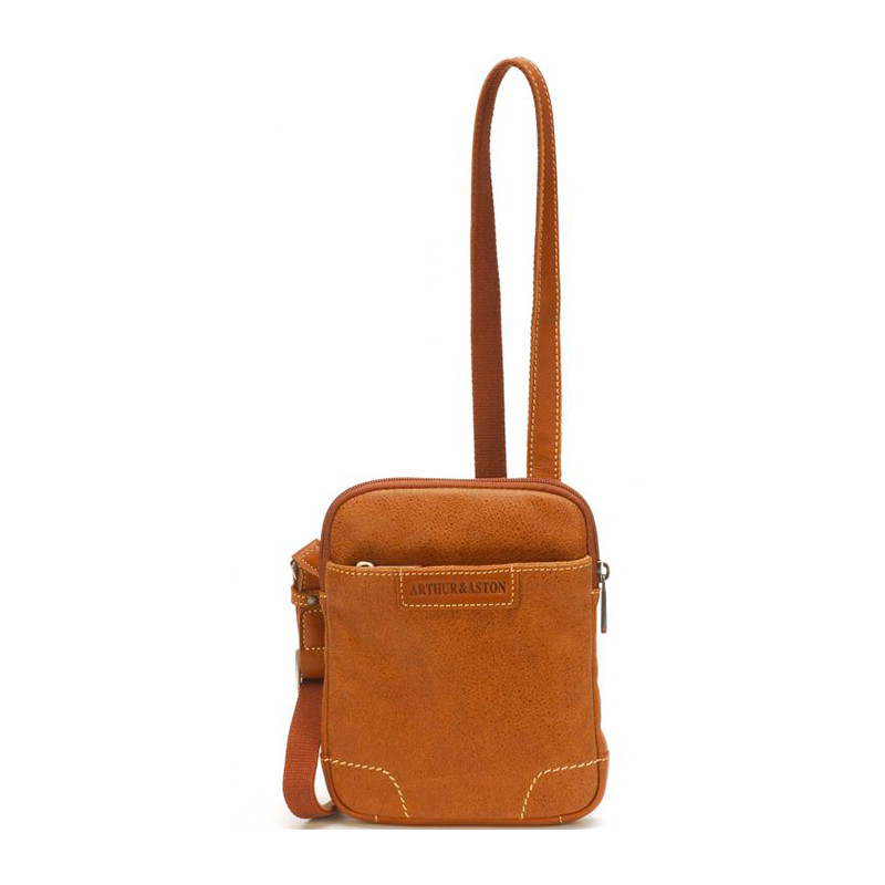 Sac Bandoulière Cuir Marron ARTHUR & ASTON - Porté Travers, Excellent état - Dimensions 27x27x7 Cm