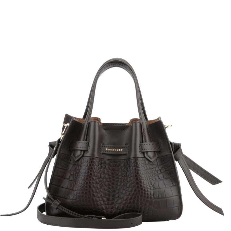 Sac à Main Femme Pourchet En Cuir Marron - Modèle Porté épaule - Occasion - Doublure Beige